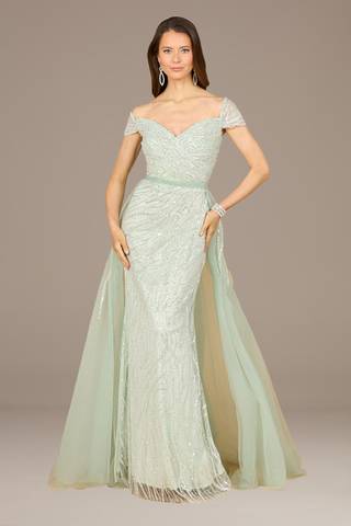 View Lara Lara Off-the-Shoulder Gown with Overskirt in all available color and sizes Picture of Lara Off-the-Shoulder Gown with Overskirt